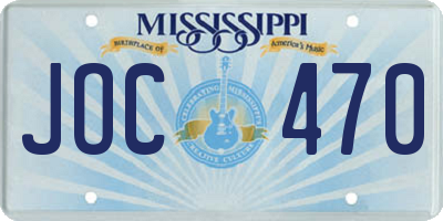 MS license plate JOC470