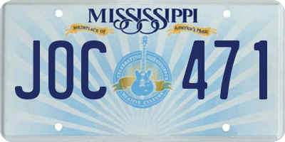 MS license plate JOC471