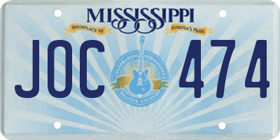 MS license plate JOC474