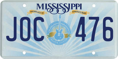 MS license plate JOC476