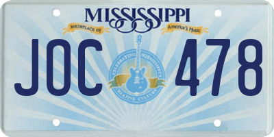 MS license plate JOC478