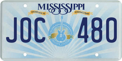 MS license plate JOC480