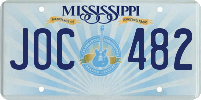 MS license plate JOC482