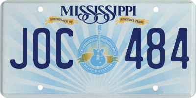 MS license plate JOC484