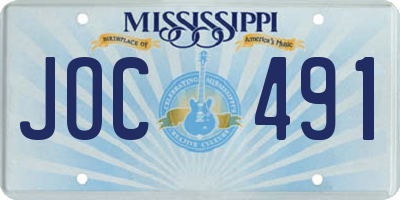 MS license plate JOC491