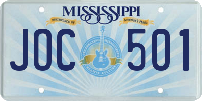 MS license plate JOC501