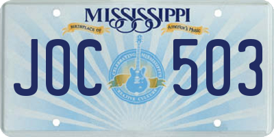 MS license plate JOC503