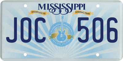 MS license plate JOC506