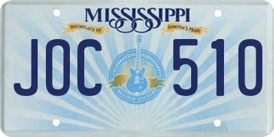 MS license plate JOC510
