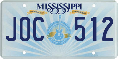 MS license plate JOC512