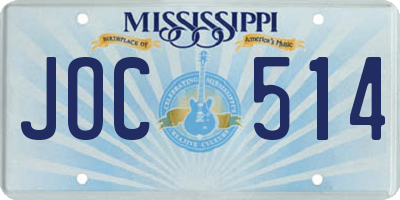 MS license plate JOC514