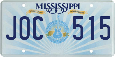 MS license plate JOC515