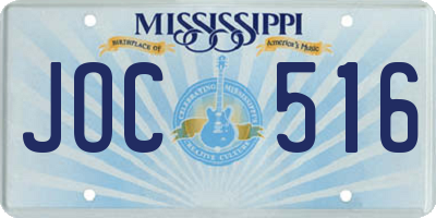 MS license plate JOC516