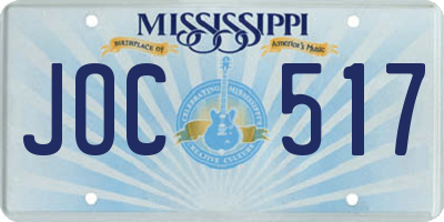 MS license plate JOC517