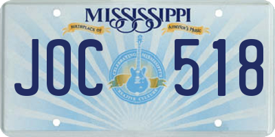 MS license plate JOC518
