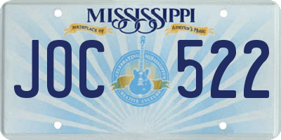 MS license plate JOC522