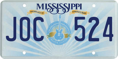 MS license plate JOC524