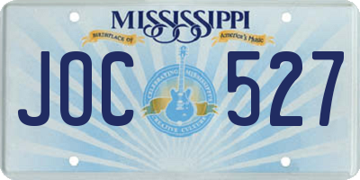 MS license plate JOC527