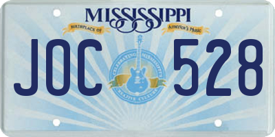 MS license plate JOC528