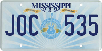 MS license plate JOC535