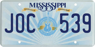 MS license plate JOC539