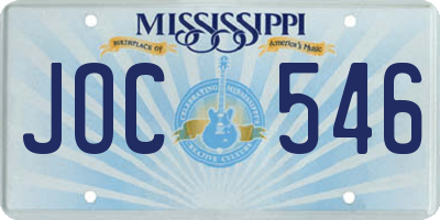 MS license plate JOC546