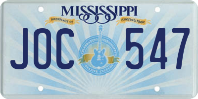 MS license plate JOC547