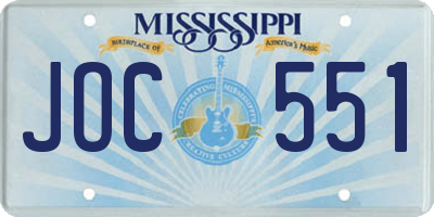 MS license plate JOC551