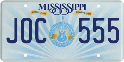MS license plate JOC555