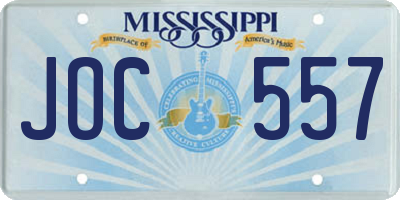 MS license plate JOC557