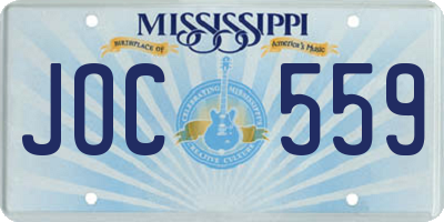 MS license plate JOC559