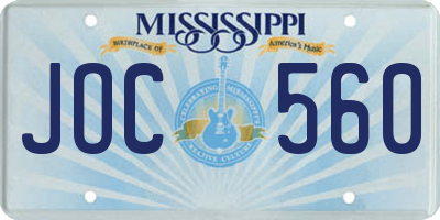 MS license plate JOC560