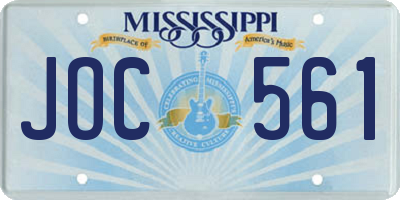 MS license plate JOC561