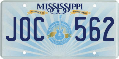 MS license plate JOC562