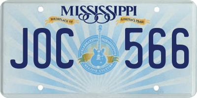 MS license plate JOC566