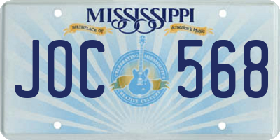 MS license plate JOC568