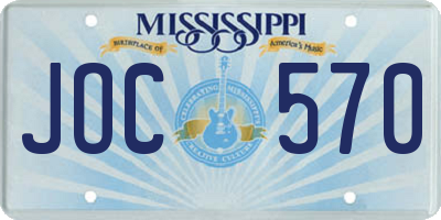 MS license plate JOC570