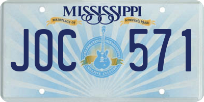 MS license plate JOC571