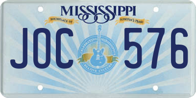 MS license plate JOC576