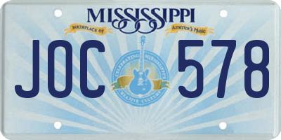 MS license plate JOC578