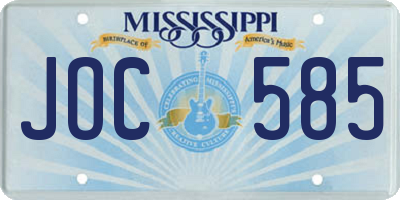 MS license plate JOC585