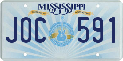 MS license plate JOC591