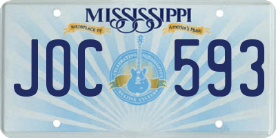 MS license plate JOC593