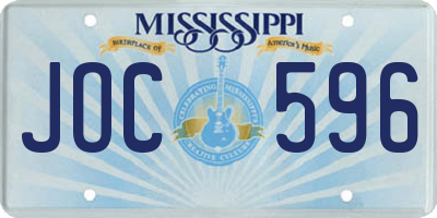 MS license plate JOC596