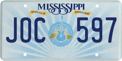 MS license plate JOC597