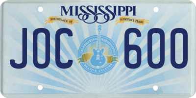 MS license plate JOC600