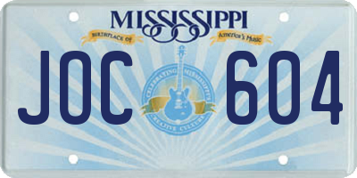 MS license plate JOC604
