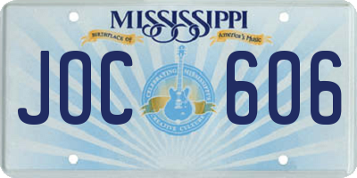 MS license plate JOC606