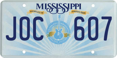 MS license plate JOC607