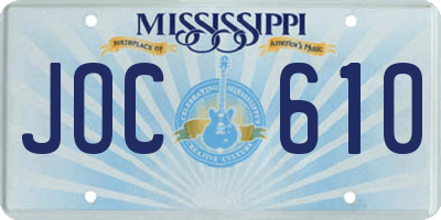 MS license plate JOC610